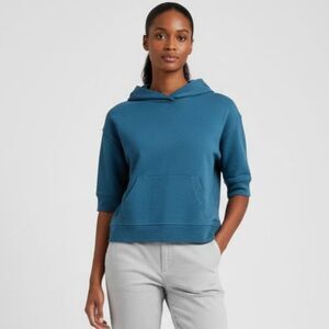 James Perse Hoodie Cropped Captain Blue Size 0 X-Small NWT